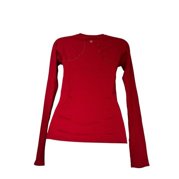 Athleta Red Long Sleeve Performance Workout Top Thumb Holes Athletic Shirt - Picture 3 of 4